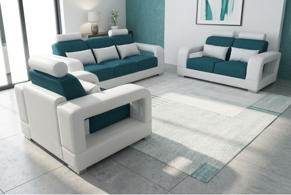 Sofa Couch Polster Wohnlandschaft Sitz Möbel Set Garnitur 3+2+1 Sofas mit USB