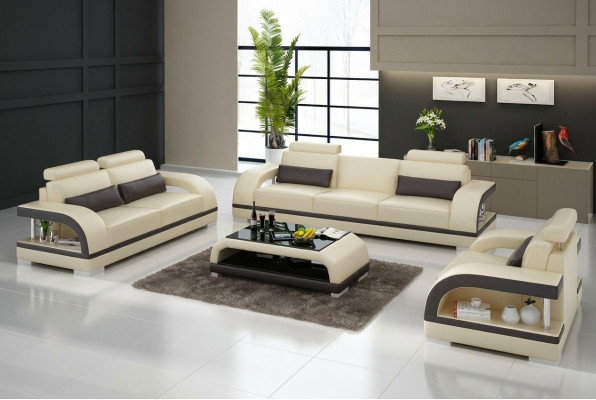 Designer Sofagarnitur Ledersofa mit USB Set 3+2+1 Garnitur Couch Sofa Garnituren