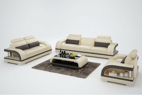 Designer Sofagarnitur Ledersofa mit USB Set 3+2+1 Garnitur Couch Sofa Garnituren