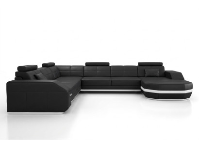 Ledersofa Ecksofa Wohnlandschaft Ecksofa Eckcouch Polster Sitz Ecke Neu USB+LED