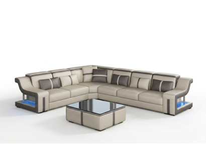 Sofa USB LED Polster Sofas Couchen Landschaft Möbel Sitz Eck Garnitur L Form Neu