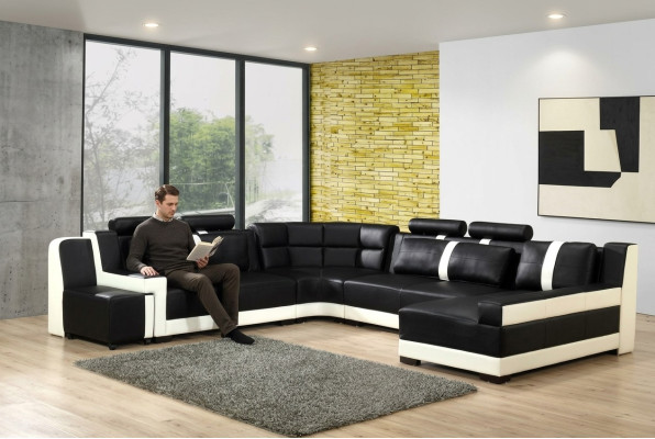  Ecksofa Wohnlandschaft + USB Polster Eckgarnitur Design Couch Moderne Leder Sofa