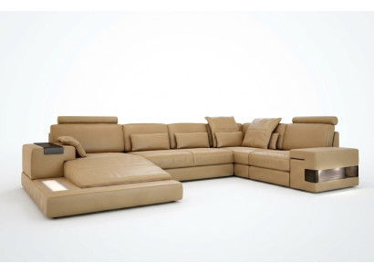 Wohnlandschaft Polster Couch Garnitur Big Sofa Bellini Design Ledersofa mit USB