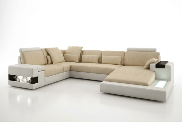 Big Sofa Wohnlandschaft Ledersofa Polster Sitz Ecke Couch Garnitur Sofas mit USB