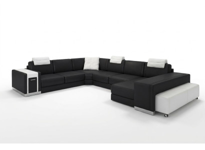 Wohnlandschaft Sofa mit USB Couch Polster Ecke XX Big Ecksofa Ledersofa Design