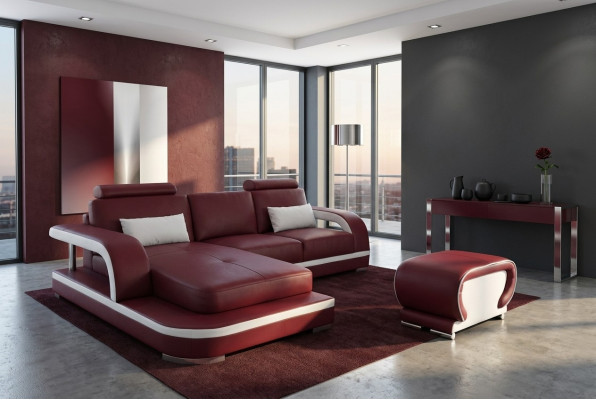 Design Ecksofa Couch Leder Multifunktion Sofas Wohnlandschaft Textil