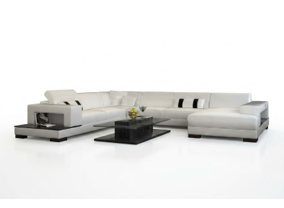 Wohnlandschaft Couch Polster Eck Garnitur Designer Ledersofa Big Sofa mit USB