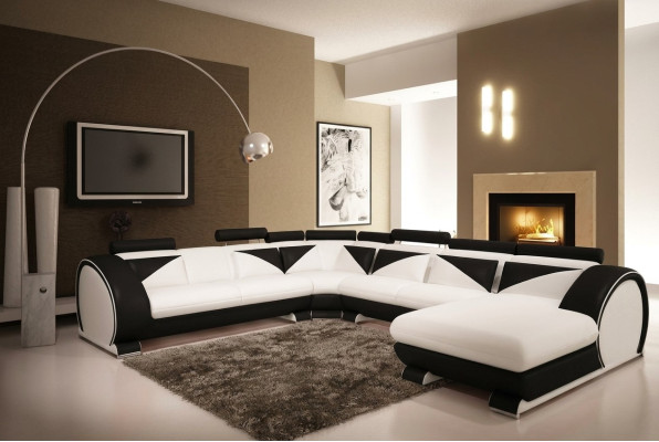 Ledersofa U Form mit USB Ecksofa Polster Sofa Leder Couch Sitz Eck Garnitur Ecke