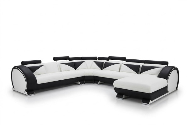 Ledersofa U Form mit USB Ecksofa Polster Sofa Leder Couch Sitz Eck Garnitur Ecke