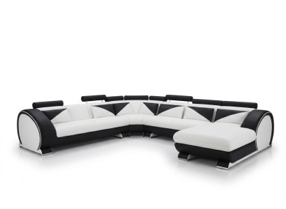 Ledersofa U Form mit USB Ecksofa Polster Sofa Leder Couch Sitz Eck Garnitur Ecke