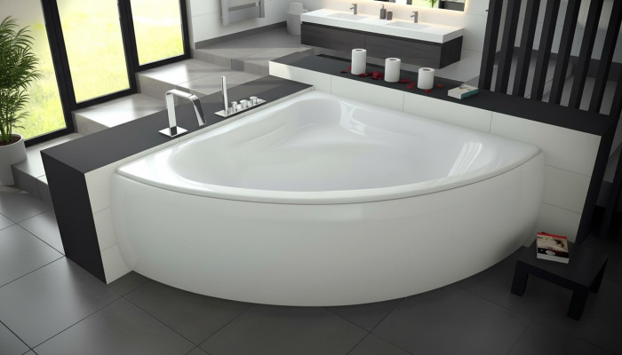 Badewanne Wanne Eck Design Eckbadewanne Schürze Ablauf Silikon