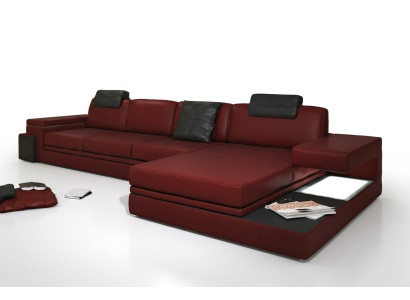 Rote Design Wohnzimmer Couch Stoff Sofa Polster Eck Textil Garnitur LED + USB