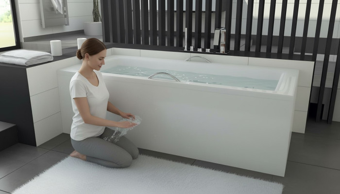 Badezimmer Rechteckige Eck Wannen Badewannen Weiß Eckwanne abgerundete Wanne Neu