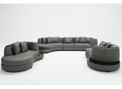Luxus Wohn Eck Leder Garnitur Landschaft Polster Ecke XXL Big Sofa U Form + USB