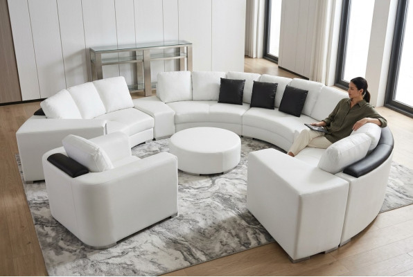 Runde Sofa Couch Polster XXL Big Rund Couchen Wohnlandschaft Sessel Puff + USB