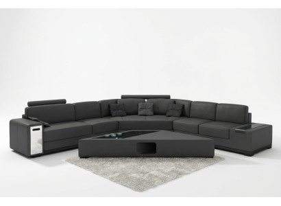 Ledersofa Ecksofa Sofa mit USB Polster Designer Eckgarnitur Wohnlandschaft LimaS