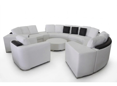 Wohnlandschaft Rund Ecksofa Leder Runde Couch Garnitur Sofa Couch Ecke + USB