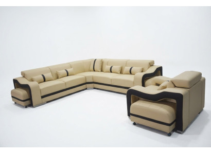 Sie den Modern Luxus Leder U-förmiges Ecksofa für Ihr Wohnzimmer