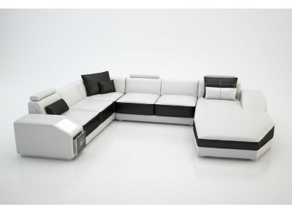 Wohnlandschaft Ecksofa Design Sofa mit USB Polster Sitz Ecke U Form Weiß PHM110