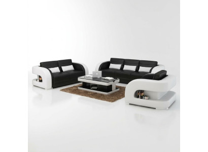 Sofagarnitur Ledersofa USB Sofa Couch Sofa Wohnlandschaft Garnituren 3+2+1 Neu