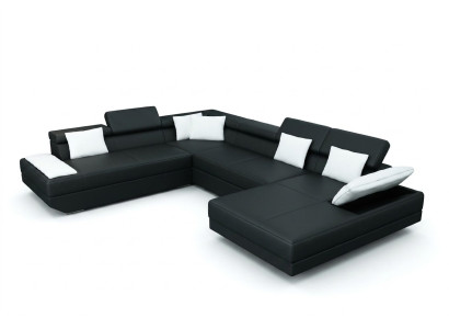 Ledersofa Sofa mit USB Polster Eck Garnitur Wohnlandschaft XXL Big Ecksofa 2719D