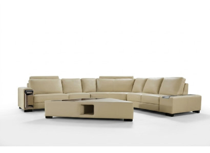 Ledersofa Ecksofa Sofa mit USB,Design Sitz Polster Garnitur Wohnlandschaft 2348