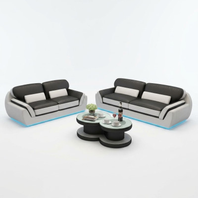 Ledersofa mit USB Sofagarnitur Neu 3+2 Sitzer Garnitur Design Modern Sofa G8038C