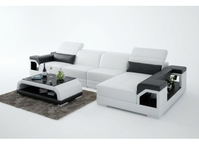 Couchgarnitur Modernes Sofa Ecke Sitzecke Leder Couch Polster Wohnlandschaft USB