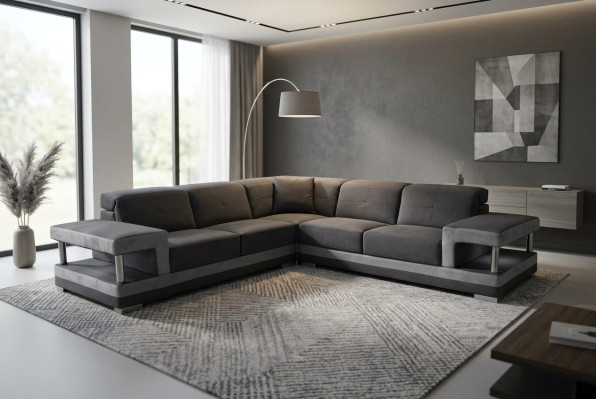  Leder Eck Sofa mit USB Polster Wohnlandschaft Luxus Garnitur Ecke Sofas Couchen