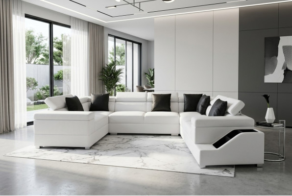Ledersofa USB Wohnlandschaft Ecksofa Ecke Garnitur Design Sofa Couch Neu
