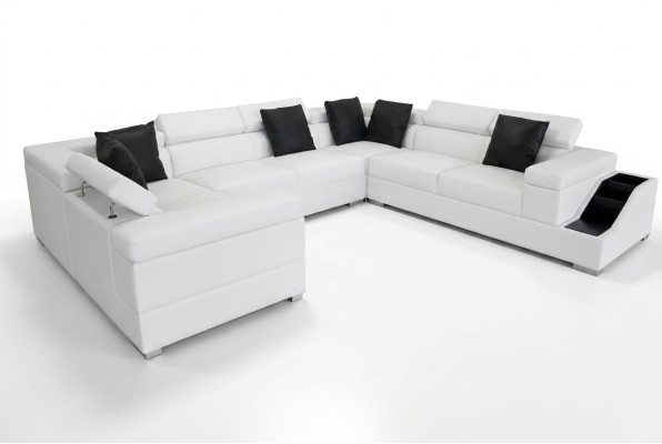 Ledersofa USB Wohnlandschaft Ecksofa Ecke Garnitur Design Sofa Couch Neu