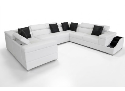 Ledersofa USB Wohnlandschaft Ecksofa Ecke Garnitur Design Sofa Couch Neu