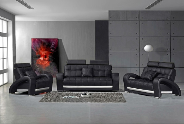 Ledersofa mit USB Wohnlandschaft 3+2+1 Sitzer Garnitur Design Modern Sofa B2023