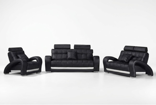 Ledersofa mit USB Wohnlandschaft 3+2+1 Sitzer Garnitur Design Modern Sofa B2023
