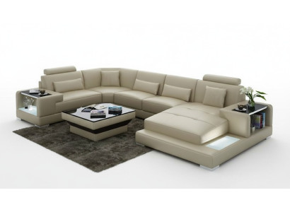 Wohnlandschaft Polster Ecke Eck Sofa mit USB Garnitur Landschaft Leder Wetzlar