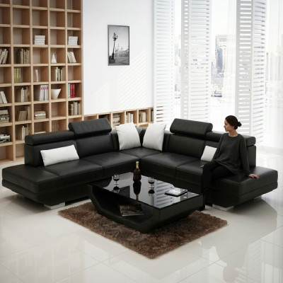 Wohnlandschaft Polster Ecke Eck Sofa mit USB Garnitur Landschaft Leder AlfredB