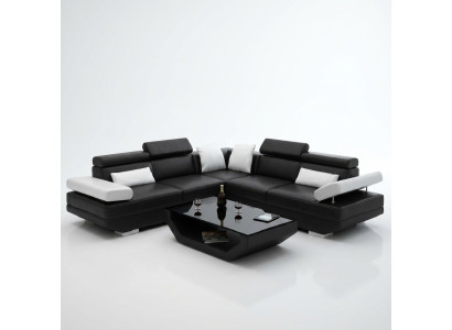 Wohnlandschaft Polster Ecke Eck Sofa mit USB Garnitur Landschaft Leder AlfredB