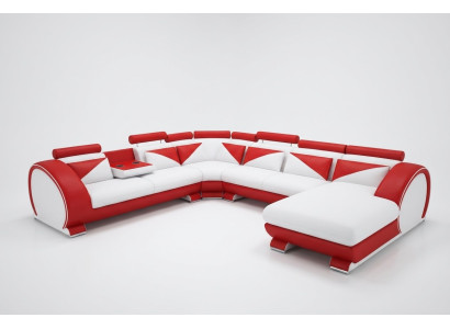 Ledersofa mit USB Ledersofa Big Sofa Ecksofa Leder XXL Wohnlandschaft U Form