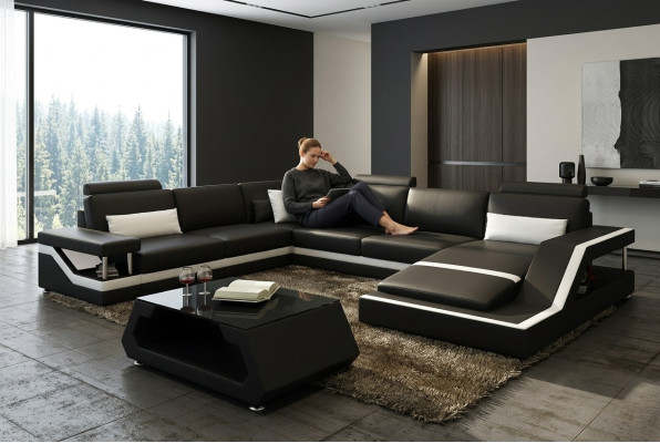 Designer Sofa Ecksofa Wohnlandschaft Big Modernes Ledersofa +USB Patentiert NEU