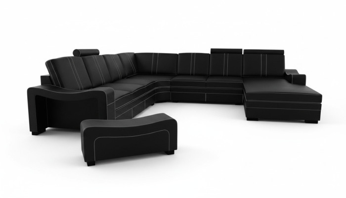 XXL Ledersofa mit USB Ledercouch Wohnlandschaft Ecksofa Neu Garnitur Sofa Leder
