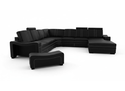 XXL Ledersofa mit USB Ledercouch Wohnlandschaft Ecksofa Neu Garnitur Sofa Leder