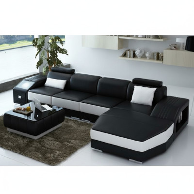 Wohnlandschaft Polster Ecke Eck Sofa mit USB Garnitur Landschaft Leder Neu 2724B