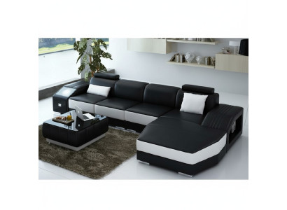 Wohnlandschaft Polster Ecke Eck Sofa mit USB Garnitur Landschaft Leder Neu 2724B