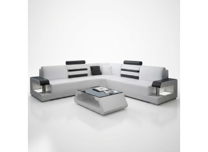 Wohnlandschaft Polster Ecke Eck Sofa mit USB Garnitur Landschaft Leder Neu 2723B