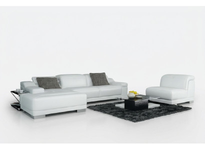 Wohnlandschaft Polster Ecke Eck Sofa mit USB,Garnitur Landschaft Leder Neu/2711B