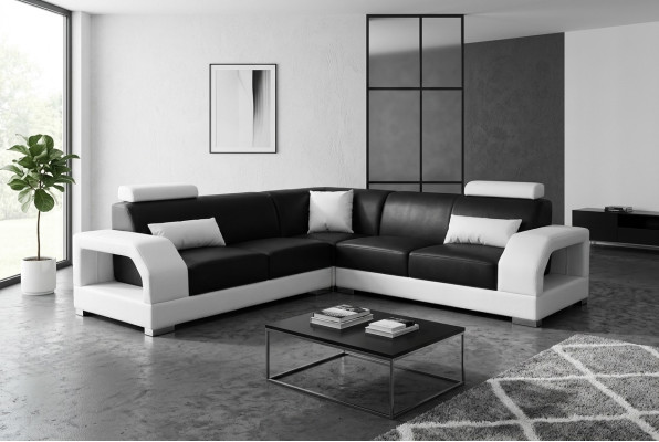 XXL Ecksofa + USB,Leder Wohnlandschaft Garnitur Design Modern Sofa L-Form G8001B