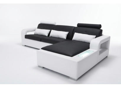 Ledersofa mit USB Wohnlandschaft Eck Garnitur Design Modern Sofa L-Form L6008