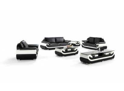 Sofagarnitur Polster Sofa + USB Set 3+2+1 Leder Couchen Sofas Garnitur Sitz T777