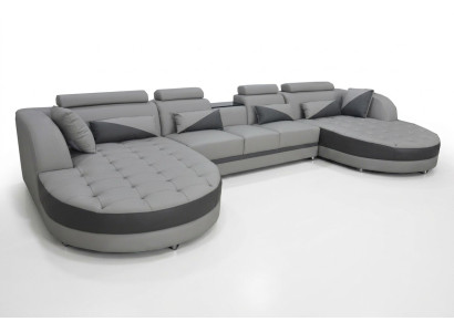 Wohnlandschaft Bettfunktion Graue Ecksofa U-Form Couch Design Polster USB Neu