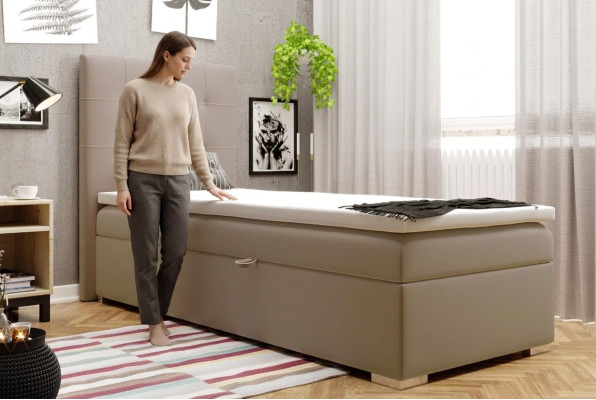 Luxus Boxspring Bett Hotel Betten Polster Funktion Bettkasten 90x200cm